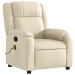 vidaXL Fauteuil inclinable de massage crème tissu