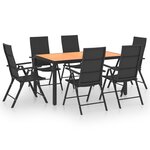 vidaXL Ensemble à manger de jardin 7 Pièces noir et marron