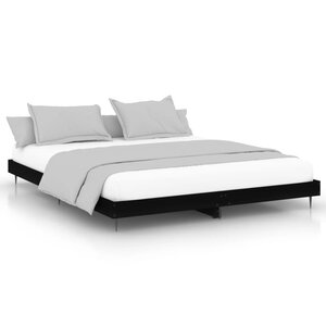 vidaXL Cadre de lit sans matelas noir 200x200 cm bois d'ingénierie