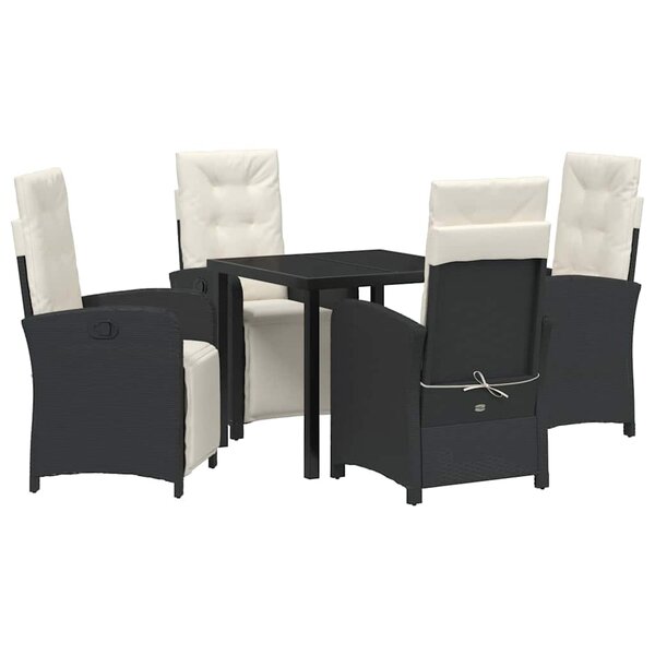 vidaXL Ensemble de salle à manger pour jardin 5 Pièces Noir polyrotin