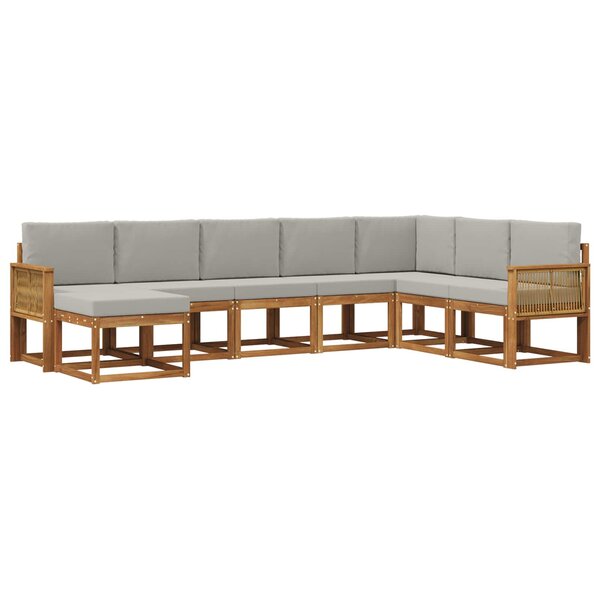 vidaXL Ensemble de canapés d'extérieur 8 Pièces Naturel et gris clair