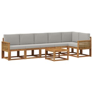 vidaXL Ensemble de canapés d'extérieur 7 Pièces Naturel et gris clair