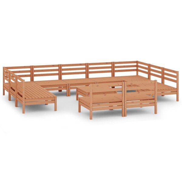 vidaXL Salon de jardin 12 Pièces Marron miel Bois de pin massif