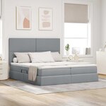 vidaXL Lit de rangement LED avec matelas Gris clair 180 x 200 cm Tissu