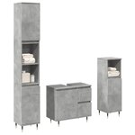 vidaXL Ensemble de meubles de salle de bain 3 Pièces gris béton
