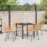 vidaXL Ensemble de jardin 5 pièces en poly rotin marron