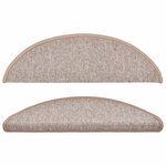 vidaXL Tapis d'escalier 10 pièces 56x17x3 cm Marron clair Demi-rond