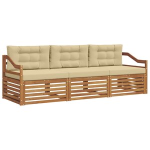 vidaXL Ensemble de canapés d'extérieur 3 pc Naturel et Beige