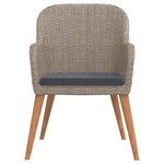 vidaXL Ensemble de salle à manger de jardin avec coussins 7 Pièces Marron