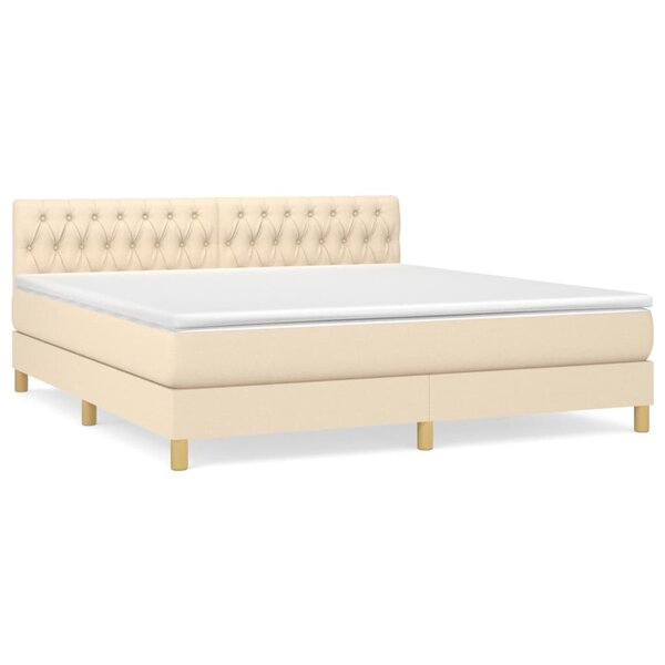 vidaXL Sommier à lattes de lit avec matelas Crème 180x200 cm Tissu