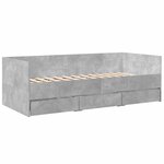 vidaXL Lit de jour et tiroirs gris béton 75x190 cm bois d'ingénierie