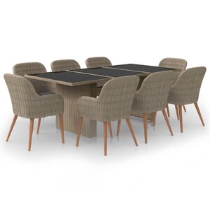 vidaXL Ensemble à manger de jardin 9 Pièces Résine tressée Marron