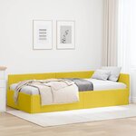 vidaXL Cadre de lit d'angle Jaune 90 cm x 200 cm tissu