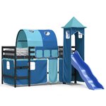 vidaXL Lit mezzanine enfants avec tour bleu 90x190 cm bois pin massif