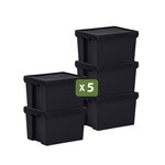 Pack and Move - Lot 5 Boîtes Stockage Plastique - 40 x 50 5 x 32 cm - 380KG Max - Stockage Outils Bricolage - Ultra Résistant - Réutilisable - 45L