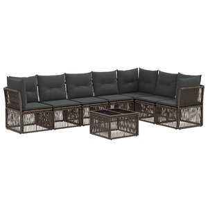 vidaXL Ensemble de canapé de jardin 8 Pièces Gris polyrotin