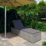 vidaXL Chaise longue avec coussin Résine tressée Gris
