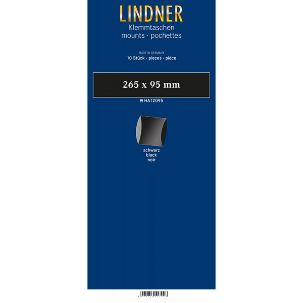 Bandes double soudure 265 x 95 mm pour blocs  carnets de timbres. Fond - Noir