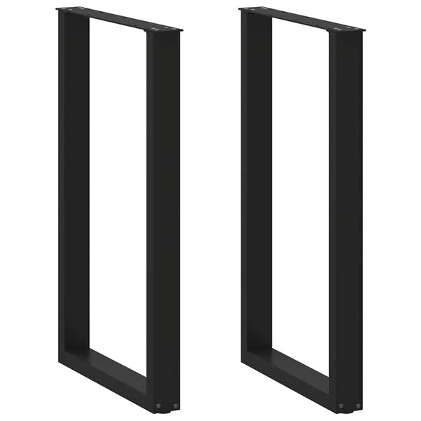 vidaXL Pieds de table de bar en U  2 pièces  noir  60 x (100-101) cm  acier