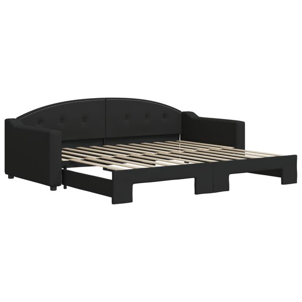 vidaXL Lit de jour avec gigogne sans matelas noir 90x200 cm