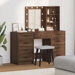 Coiffeuse 3 pièces avec LED en chêne noir
