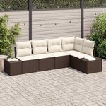 vidaXL Ensemble de canapé de jardin avec coussin 5 Pièces Marron  Crème