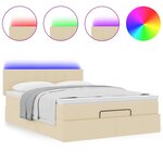 vidaXL Lit ottoman avec matelas et LED crème 140x200 cm tissu