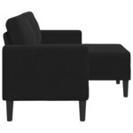 vidaXL Canapé 2 places avec méridienne en L noir 125 cm velours