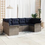 vidaXL Ensemble de canapé de jardin avec coussin 6 Pièces Gris polyrotin