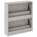 vidaXL Armoire à chaussures et miroir 2 niveaux Gris béton 63x17x67 cm
