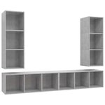vidaXL Meubles TV muraux 4 Pièces Gris béton Bois d'ingénierie