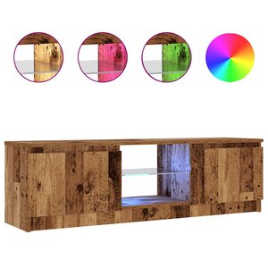 vidaXL Meuble TV avec lumières LED vieux bois bois d'ingénierie