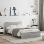 vidaXL Cadre de lit avec tête de lit et LED sonoma gris 120x200 cm
