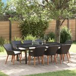 vidaXL Ensemble de jardin 9 pièces en rotin noir
