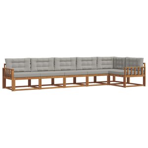 vidaXL Ensemble de canapés d'extérieur 6 pc Naturel et gris clair