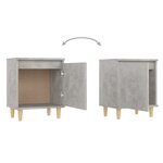 vidaXL Table de chevet avec pieds en bois Gris béton 40x30x50 cm