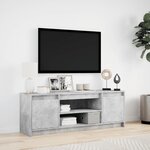 vidaXL Meuble TV avec LED gris béton 139 5x34x50 cm bois d'ingénierie