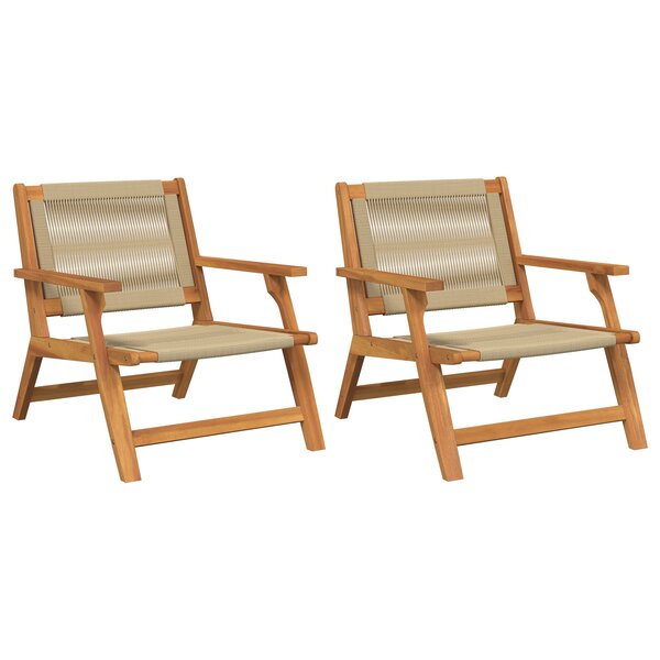 vidaXL Chaises de Jardin 2 Pièces Beige 67x77x73 cm Bois Massif d'Acacia