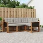 vidaXL Ensemble de canapés d'extérieur 4 pc Naturel et gris clair