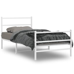vidaXL Cadre de lit métal sans matelas et pied de lit blanc 100x190 cm