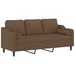 vidaXL Canapé 3 places avec oreillers décoratifs marron 180 cm tissu