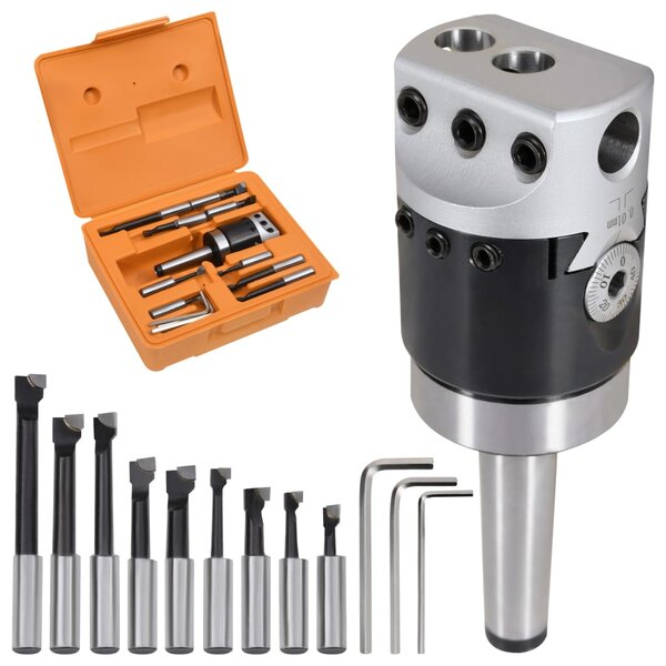 vidaXL Jeu d'outils d'alésage 15 Pièces 50 mm Tête d'alésage MT2-F1-12