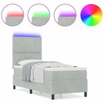 vidaXL Lit à ressorts avec matelas Gris clair 80 x 200 cm Velours
