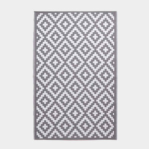 Tapis extérieur terrasse réversible - Tapis de jardin imperméable et résistant UV - Zoe - Gris - 120x180 cm - HOMESCAPES