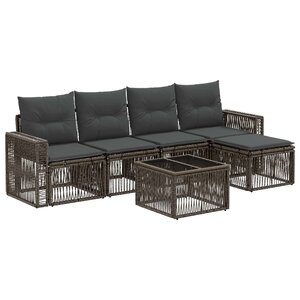 vidaXL Ensemble de canapé de jardin 6 Pièces Gris et Gris foncé polyrotin