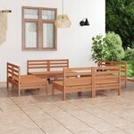 vidaXL Salon de jardin 8 Pièces Marron miel Bois de pin massif
