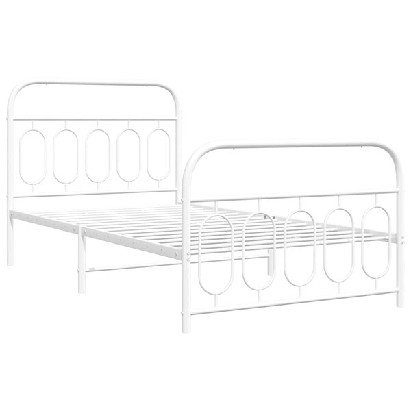 vidaXL Cadre de lit métal avec tête de lit/pied de lit blanc 100x190cm