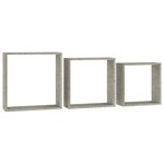 vidaXL Étagères murales sous forme de cube 3 Pièces Gris béton