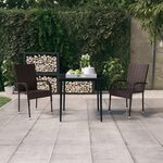 vidaXL Ensemble à manger de jardin 3 Pièces Marron et noir
