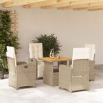 vidaXL Ensemble à manger de jardin avec coussins 5Pièces Beige poly rotin